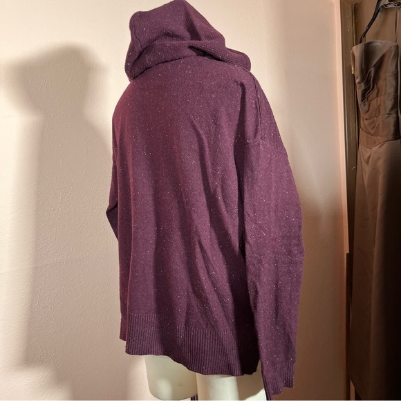 C&C California Burgundy Plum Purple red Wool hooded zip front Cardigan Sweater - Picture 13 of 15
